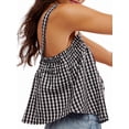 thumbnail image 3 of Women Y2k Tank Top Spaghetti Strap Peplum Camisole Sleeveless Tie Front Ruffle Hem Top Streetwear Black XL, 3 of 8