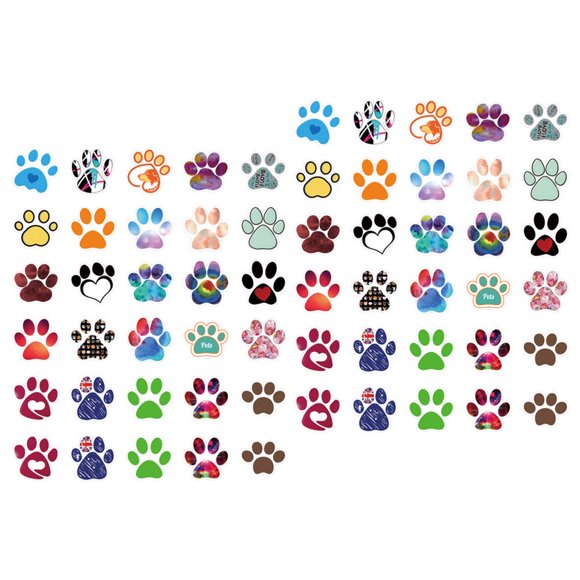 CNKOO 60Pcs Dog Paw Decal Sticker Scrapbook Stickers Dog Theme Birthday Party Favors Supplies