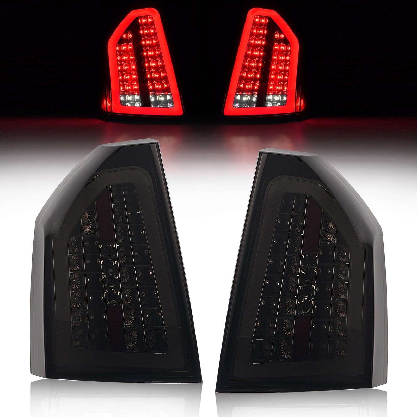 Smoked LED Tail Light Assembly Pair For 1988-1999 GMC C/K 1500/2500/3500, Black Housing, DOT/SAE, Wolfx
