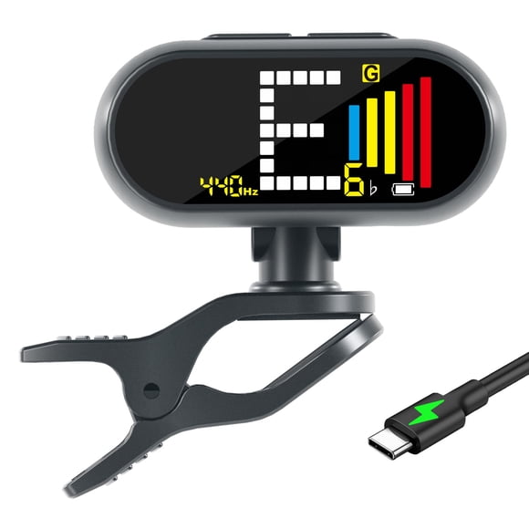 Afinador de guitarra Clip-On EX Professional recargable con pantalla LCD
