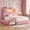Pink with Diamond, variant on Hijob Full Size Bed Frame for Boys/Kids with 2-Tier Storage Headboard, Velvet Upholstered Platform Bed with 2 Storage Drawers, Built in Charging Station & LED, Gray