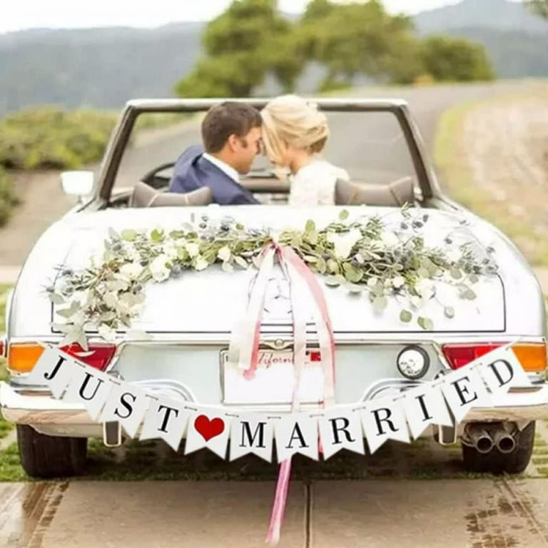 Home Decor JUST MARRIED Wedding Banner Set-wedding Decorations, Bridal  Shower And Engagement Photo Path, Car Decoration 
