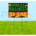 thumbnail image 1 of Happy Halloween V2 Pumpkin Green (18" x 24") Yard Sign, Includes Metal Step Stake, 1 of 6
