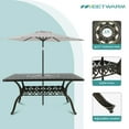 thumbnail image 2 of MEETWARM Outdoor 60" Rectangular Patio Dining Table, All Weather Cast Aluminum Large Patio Furniture Table Fits for 6-8 Person with 2" Umbrella Hole, Dark Bronze, 2 of 7