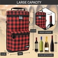 thumbnail image 3 of OPUX Wine Bag 2 Bottle Wine Tote Carrier, Insulated Wine Cooler Bag for Travel Picnic, Leakproof Portable Padded Case, Wine Gifts For Women Men Wine Lovers Christmas, Plaid Buffalo Red, 3 of 8