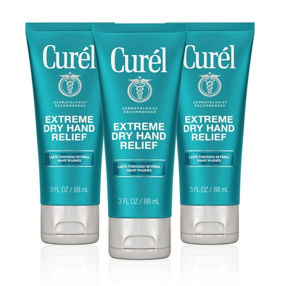 Curl Crème pour les Mains Extrêmement Sèche, Lotion Format Voyage pour Soulagement de la Sécheresse, Crème pour les Mains Facilement Absorbée pour un Soulagement Durable après Lavage des Mains, avec Extrait d'Eucalyptus, 3 Fl Oz (Lot de 3)