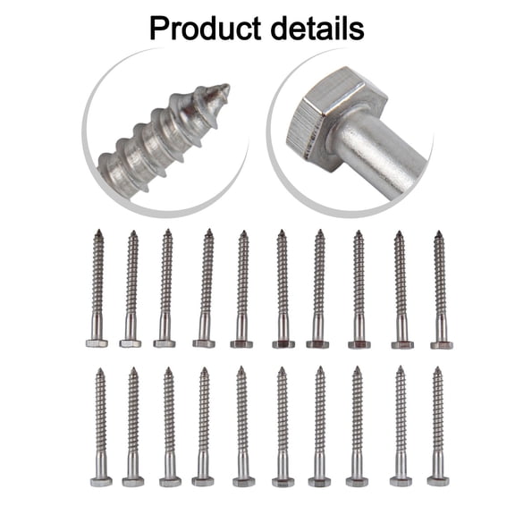 20Pc Stainless Steel Hex Head Wood Screws Bolts For Home Improvement Or Industry