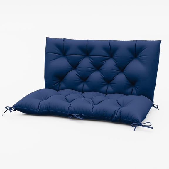 Pakunoda Porch Swing Cushions 40” X 40” X 5”, 2-3 Seater Bench Cushion with Backrest, Waterproof Replacement Outdoor Cushion with Tie, Blue