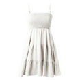 thumbnail image 4 of JULMCOMO Summer Dresses for Women Beach Vacation Adjustable Sun Dress Spaghetti Strap Sleeveless Square Neck Short Mini Dress White XXL, 4 of 7