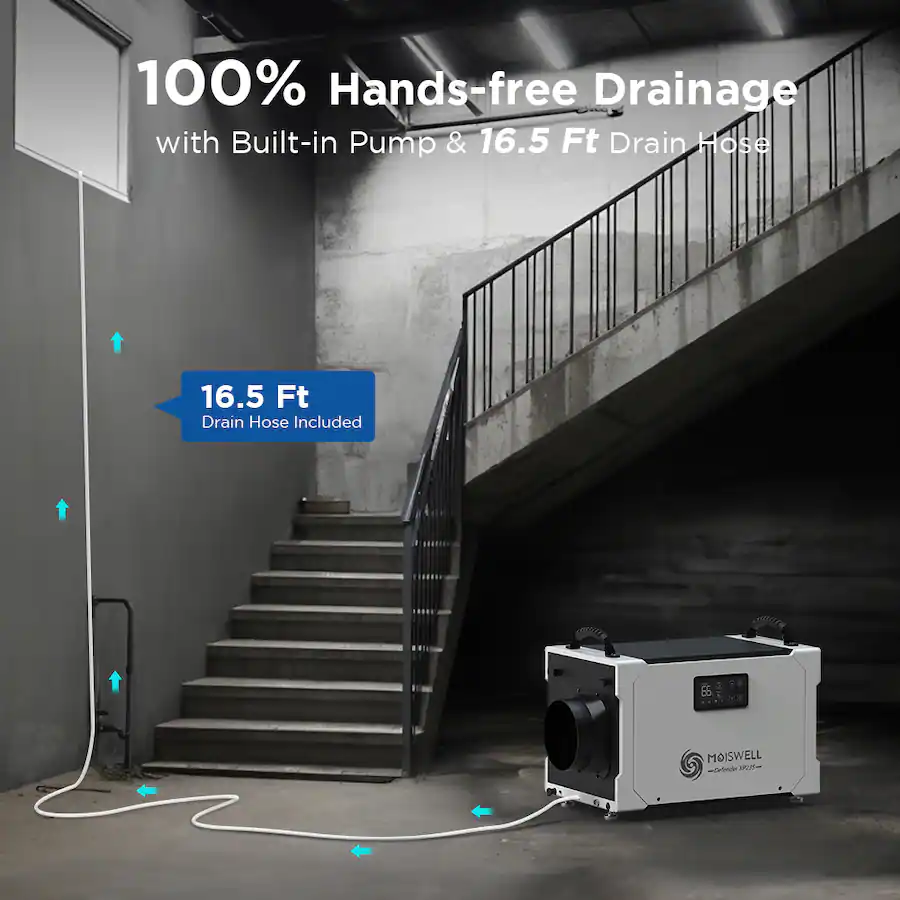 Moiswell 235 Pints Commercial Dehumidifier with Pump for Crawl Space, Basement, Industry Water Damage