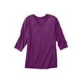 thumbnail image 4 of Woman Within Plus Size Perfect Three-Quarter Sleeve V-Neck Tee (Petite Available), 4 of 6
