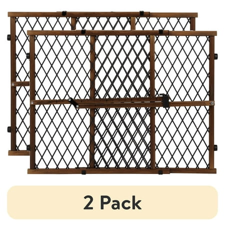 (2 pack) Evenflo Position & Lock Adjustable Wood Baby Gate, Fits Openings 26 - 42 in. Wide