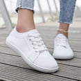 thumbnail image 4 of Unisex Women's Slip on Canvas Sneakers Man Low Top Casual Walking Shoes Classic Comfortable Flat Fashion Sneakers White Size 8.5, 4 of 5