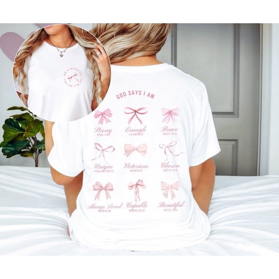 Christian Crewneck Balletcore Christian Shirt Christian Merch Pink Bows T-shirt Coquette Clothing Teenage Girl Coquette Top Ballet All Size S-5Xl