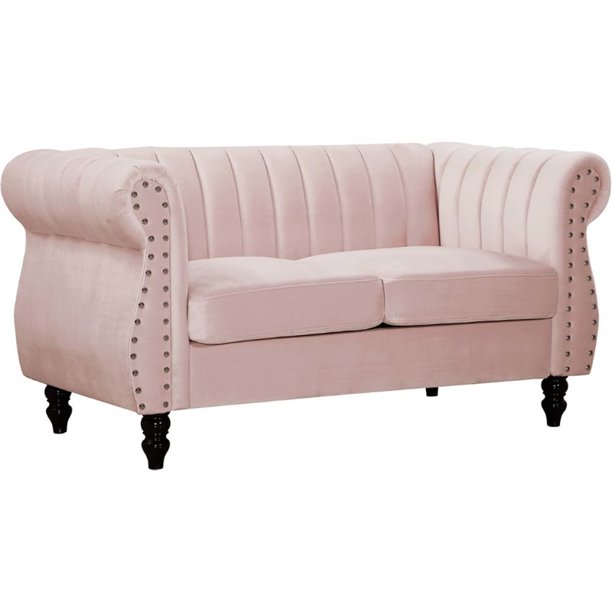 Glory Furniture Westwood Velvet Loveseat in Pink