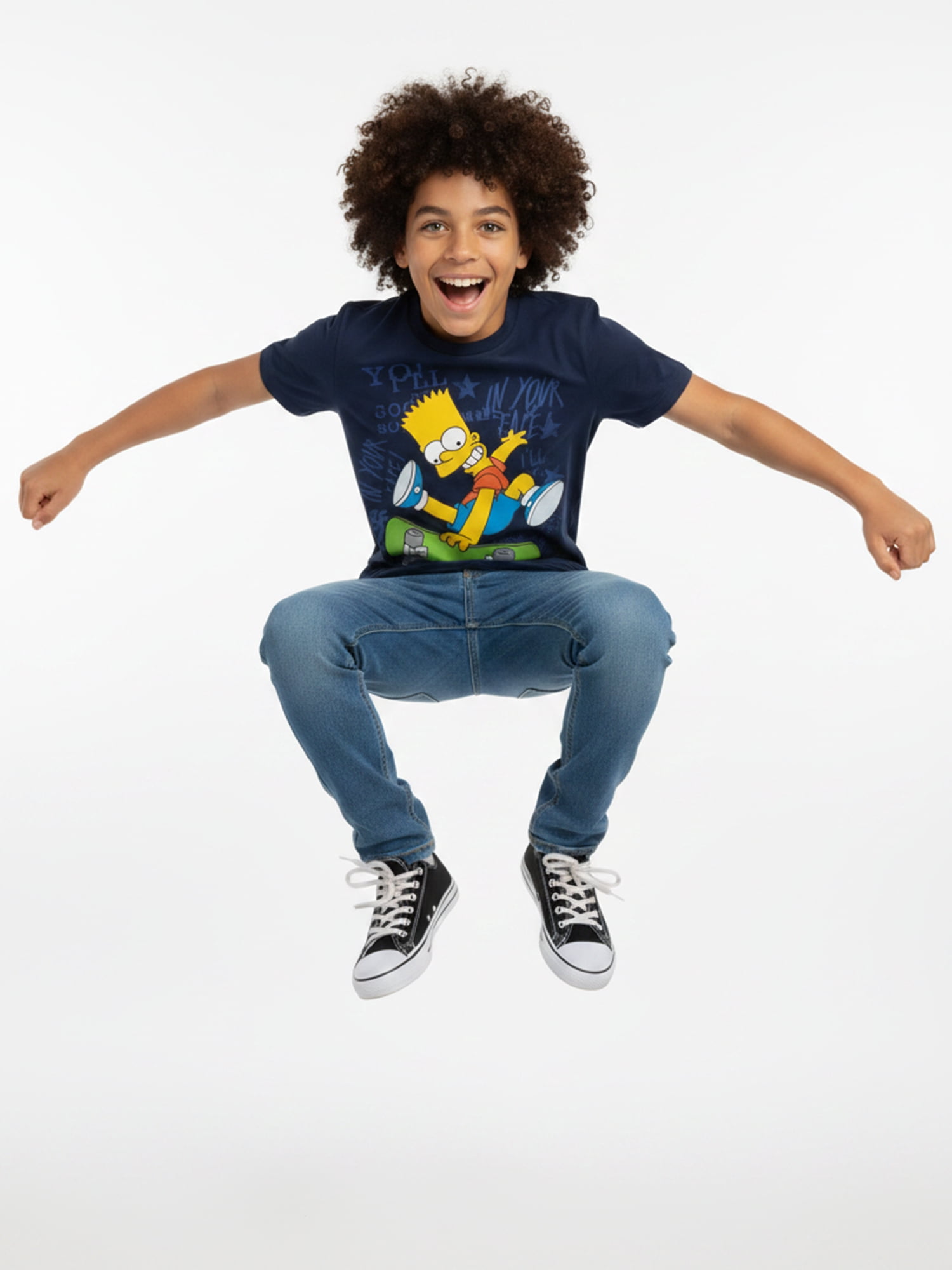 The Simpsons Boys' Graphic Tee with Short Sleeves, Kick Flip Swag, Sizes 4-18