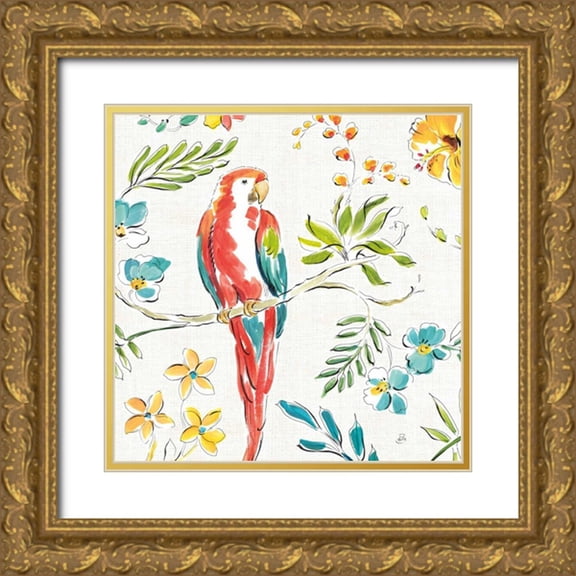 Brissonnet, Daphne 12x12 Gold Ornate Wood Framed with Double Matting Museum Art Print Titled - Tropical Oasis III White