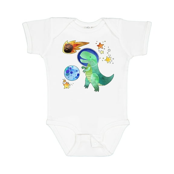 Inktastic Tyrannosaurus Rex Vs. Meteor Fun Space Dinosaur Boys or Girls Baby Bodysuit