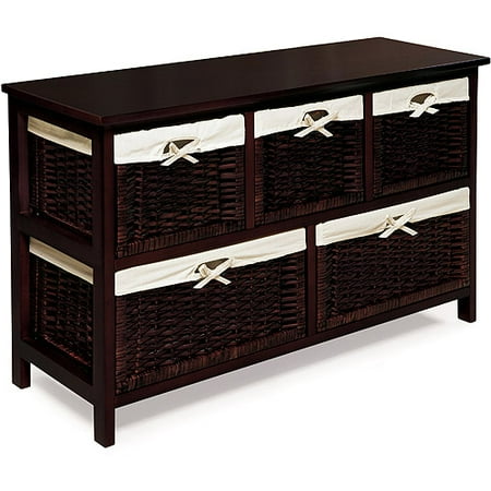 Badger Basket Wooden Storage Cabinet With Wicker Baskets Espresso Badger Basket Wooden Storage Cabinet With Wicker Baskets Espresso