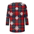 thumbnail image 6 of Women's Christmas Checked Sweatshirts Funny Christmas Elk Print Blouses Thermal Lounge Warm Blouses Relaxed Fit Pullover Sweater Blouse 3/4 Sleeve Christmas Outfits, 6 of 7