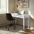 thumbnail image 7 of White Solid Wood Desk - 48" Shaker Style Home Office Desk w/ 2 Drawers &amp; Keyboard Tray. Ideal for Bedroom, Living Room, Condo. Durable Wood Construction., 7 of 7