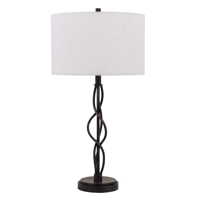 Lámpara de mesa redonda de tela Lamp Benzara, 41 x 41 x 76 cm