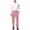 thumbnail image 2 of Unique Bargains Men's Striped Pant Classic Fit Flat Front Business Trousers 36 Red White, 2 of 6