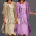 thumbnail image 2 of 1 Set Spring Summer Office Lady Cardigan Dress Floral Print Large Hem Elegant Chiffon Dress Set For Party, 2 of 3