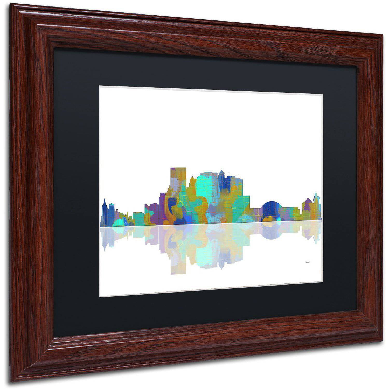 Trademark Fine Art "El Paso Texas Skyline" Canvas Art by Marlene Watson Black Matte, Wood Frame