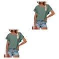 thumbnail image 2 of Minnieouse Camiseta de mujer con volantes de Color sólido cuello estética linda blusa suelta fiesta noche Club verano Top niñas ropa Type15 NO15, 2 of 6