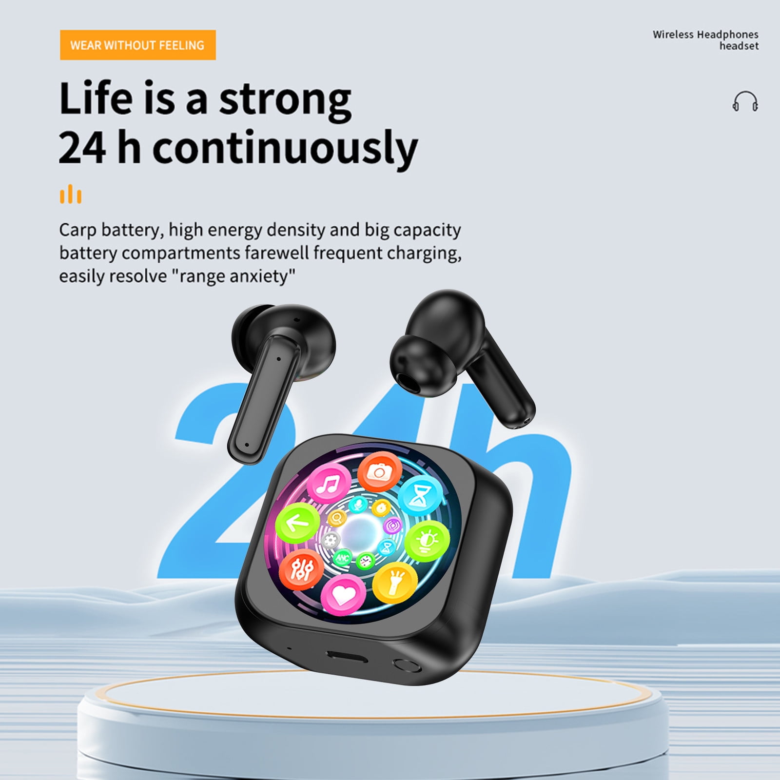 FYHALE Translation Earbuds Real Time Small Wireless Bluetooth Al Translation Earphones with Touchable LED Color Screen Intelligent Noise Reduction for Business Meetings Travel and Work