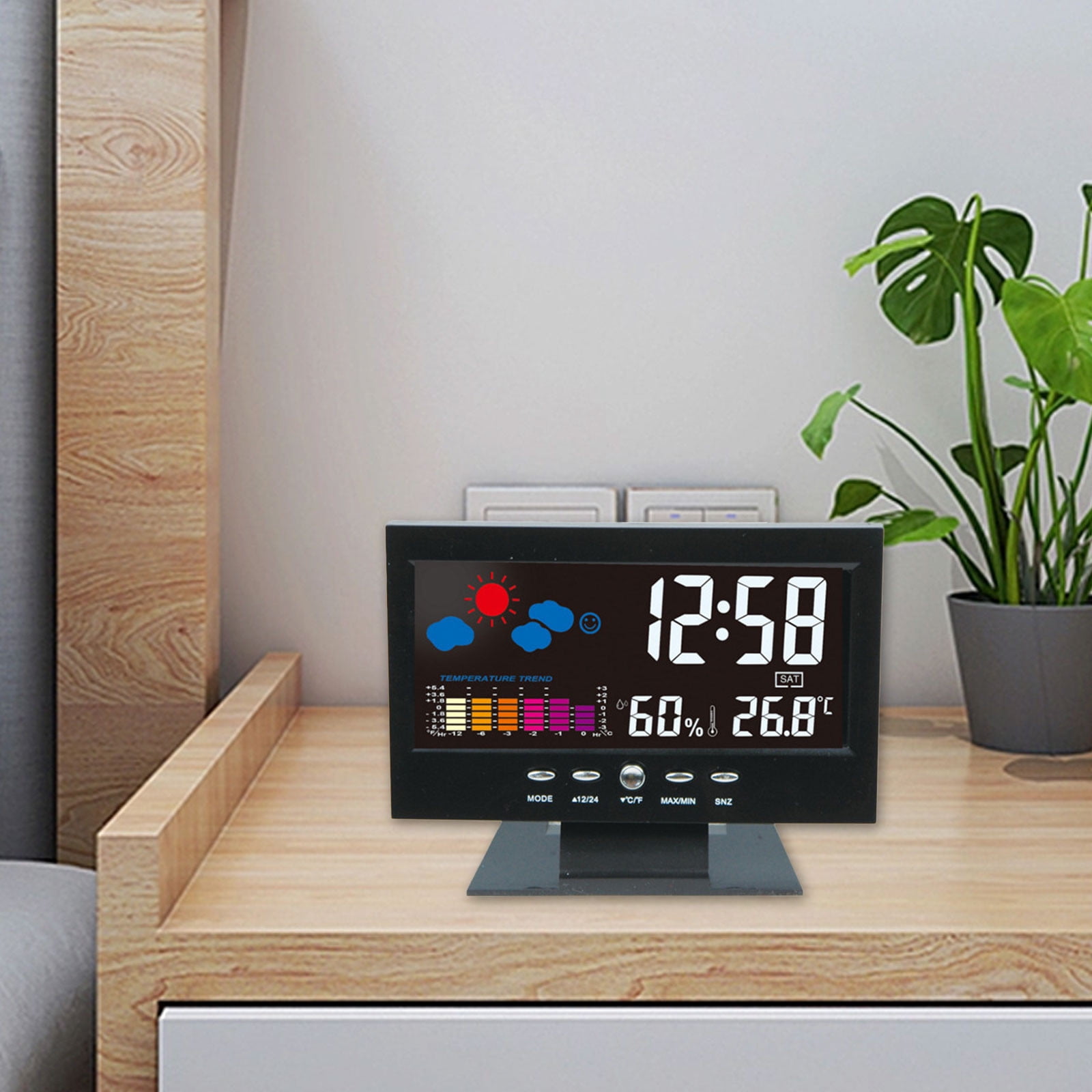 3 Packs Digital LED Alarm Clock with Temperature Humidity Weather Display Indoor Outdoor Table Clock USB Powered Color Screen for Home Office Desk Bedroom Nightstand