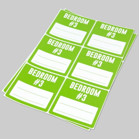 - Bedroom #3 Stickers (3 x 3 inch, 6 Labels per Sheet, 100 Sheets, Green Apple, 600 Labels) for Moving, Bedroom #3 or Home Organization
