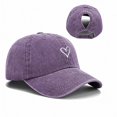 thumbnail image 4 of WMNTST Unisex Baseball Caps Heart Embroidery Curved Brim Cap Washed Adjustable Outdoor Activities Hat, 4 of 4