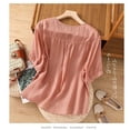 thumbnail image 4 of frariair Ladies Breathable Natural Fiber Embroidered Blouse Flowy Loose Silhouette Beach Resort Wear For Warm Weather Activities Pink, 4 of 7