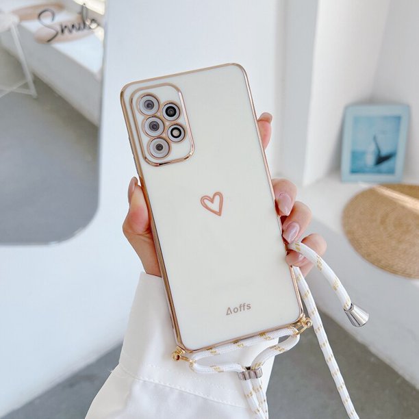 Funda chapada con correa cruzada de corazón de amor para Samsung Galaxy A53 A 53 A52 A52S A73 A33 A72 A32 4G 5G A51 A71 A12 A22 Fivean unisex