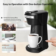 2 in 1 Single Serve Coffee Maker for K Cup Pods & Ground Coffee, Mini K Cup Coffee Machine with 6 to 14 oz Brew Sizes, Single Cup Coffee Brewer with One-Press Fast Brewing, Reusable Filters,Black