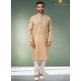 thumbnail image 5 of Beige Bliss: Pure Cotton Digital Print Kurta Pajama&ndash; Cultural Wear for Mens, 5 of 7