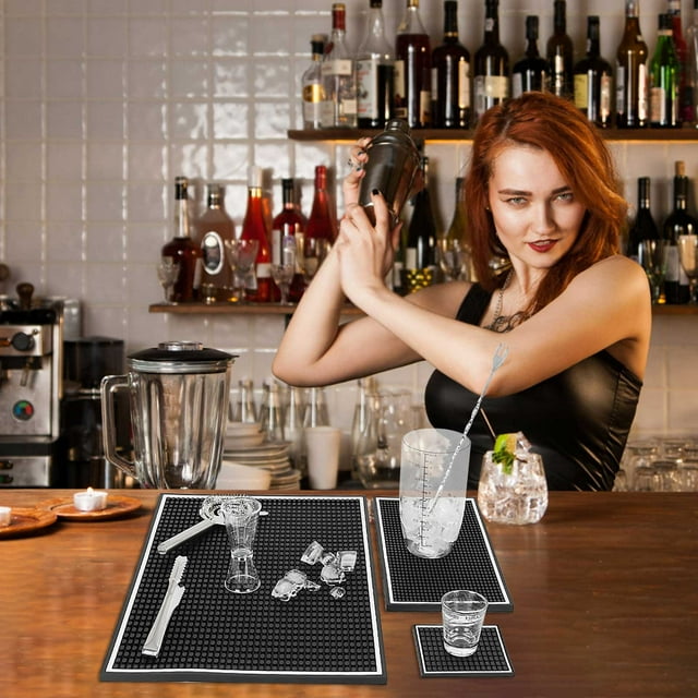 pstuiky Bar Counter Drainmat Antislip Waterproof Pvc Mat for Glasses & Bottles Quick-Dry Cup Mat Easy Clean Square Bar Mat Multi-Use Kitchen & Home Countertop Protector