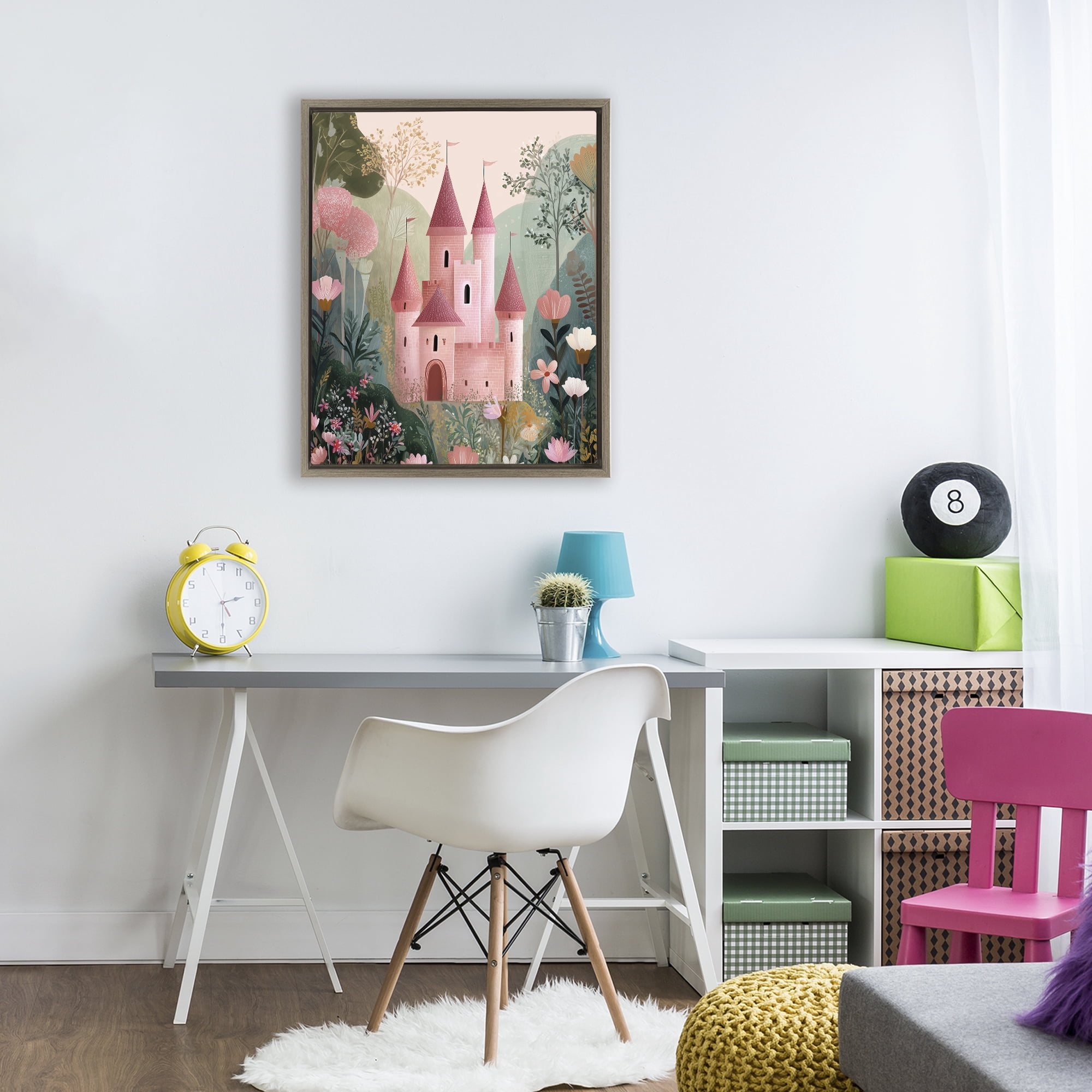 Stupell Industries Castle For A Princess Brown Framed Floater Canvas Wall Art, design by Christine Simpson Art