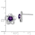 thumbnail image 2 of Sterling Silver Rhodium-plated Floral Amethyst Post Earrings, 2 of 2