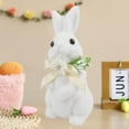 thumbnail image 5 of Twfbrm Easter Bunny Decorations, 13 Inch Flocked Standing Rabbit Figurines with Flower Bow tie, Small Decorative Rabbit Statues Faux Moss Animals Tabletop Ornaments Spring Decor for Home Office Shelf, 5 of 8