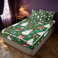 thumbnail image 2 of Manfei Festive Snowman Zipper Twin Comforter Sets with Fitted Sheet and 2 Pillowcases,Traditional Christmas Tree Santa Hat Zipper Bedding Set,Christmas Reversible,4pcs, 2 of 8
