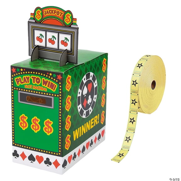 Casino Slot Machine Ticket Dispenser with Yellow Star Tickets Kit - 3 Pieces