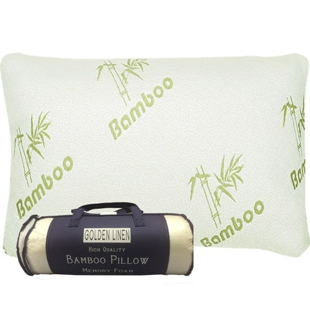 Bamboo Pillow Memory Foam - Stay Cool Removable Cover with Zipper - Hotel Quality Hypoallergenic Pillow Relieves Snoring,migraines, Insomnia, Neck Pain and Tmj, Also Help with Asthema