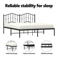 thumbnail image 3 of vidaXL King Metal Bed Frame with Headboard, Sturdy Steel, Black, No Mattress, 3 of 9
