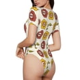 thumbnail image 3 of The Xecao Sunflowers And Skull Women's Crew Neck Body Suit, a short-sleeved bodysuit and basic swimsuit, both comfort and style for dating and daily life, 3 of 9