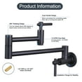 thumbnail image 3 of WOWOW Pot Filler Faucet Wall Mount, Folding Kitchen Faucet with Double Joint Swing Arm, Single Hole Stretchable Brass Faucet with 2 Handles, Black Pot Filler above Stove, 3 of 5
