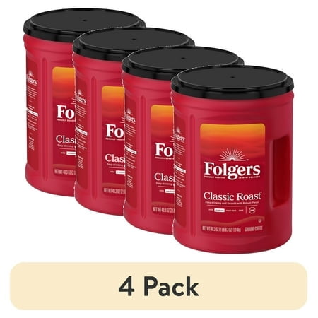 (4 pack) Folgers Classic Roast Medium Roast Ground Coffee, Limited Edition Canister for America’s 250th Anniversary, 40.3 oz
