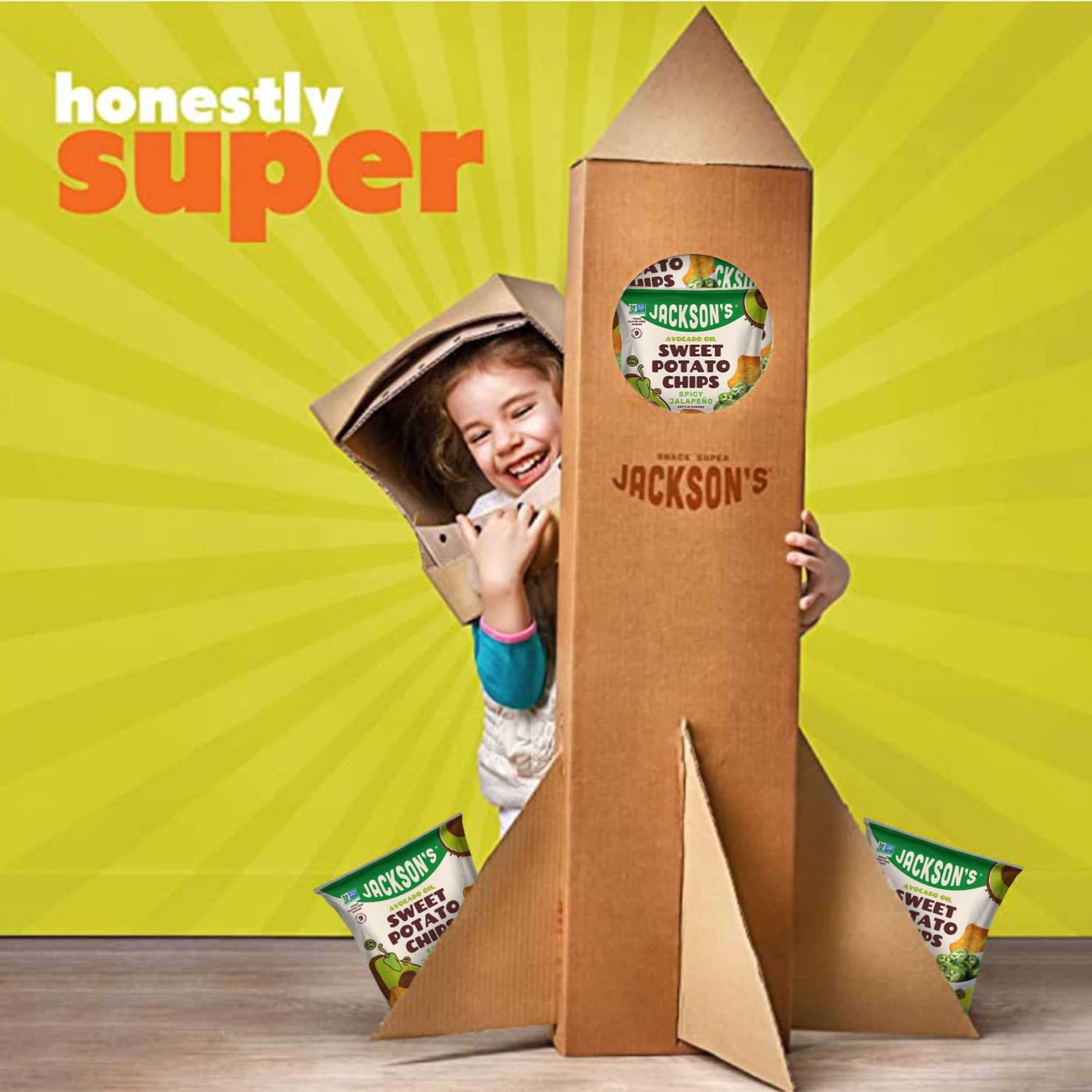 (3 pack) Jackson's Sweet Potato Spicy Jalapeno Chips, Avocado Oil, Free of Top 9 Allergens, Vegan, 5 oz